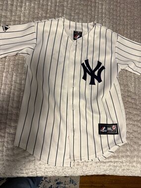 Alex Rodriguez Majestic White & Navy New York Yankees Kids Pinstripe Jersey